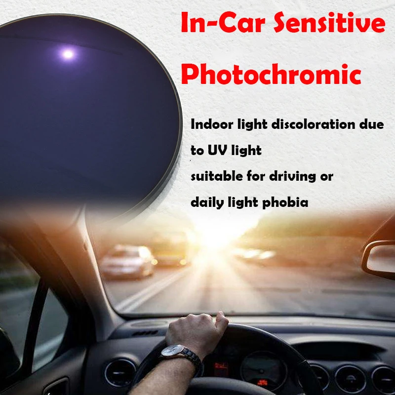 

Фотохромные линзы в автомобиле, Индекс 1,56, фотохромные линзы, антибликовые, фотохромные линзы, яркое обесцвечивание, глубокий цветовой переход