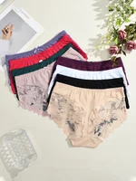 S-XXL femmes dentelle culottes Patchwork sous-vêtements sans couture Sexy luxe évider solide slips filles taille moyenne respirant Lingerie 2