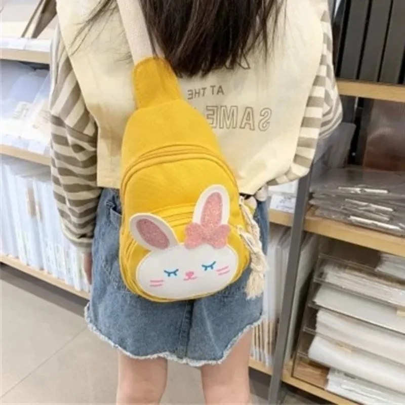 Cartoon Crossbody Bag Cute Rabbit Chest Bag Boys Girls Mini Bow Strawberry Rabbit Canvas Bags Kid Zero Wallet Large Capacity Bag