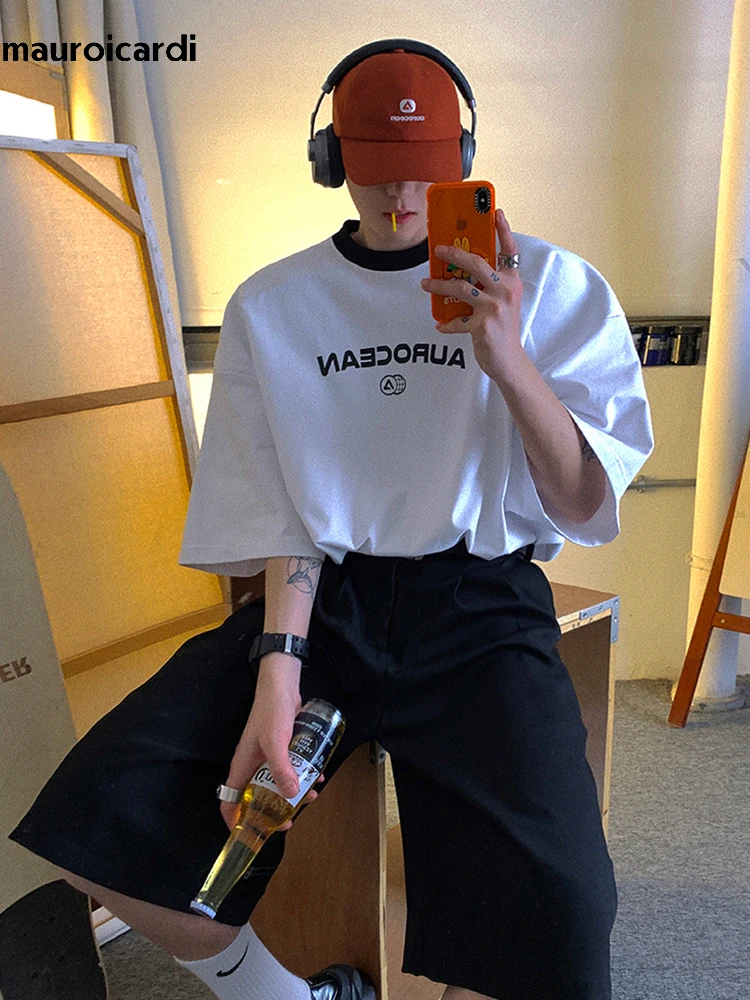 Mauroicardi Spring Summer Loose Casual Soft Black Pleated Shorts for Men Mens with High Waist Short Straight Pants Clothes 2024 6