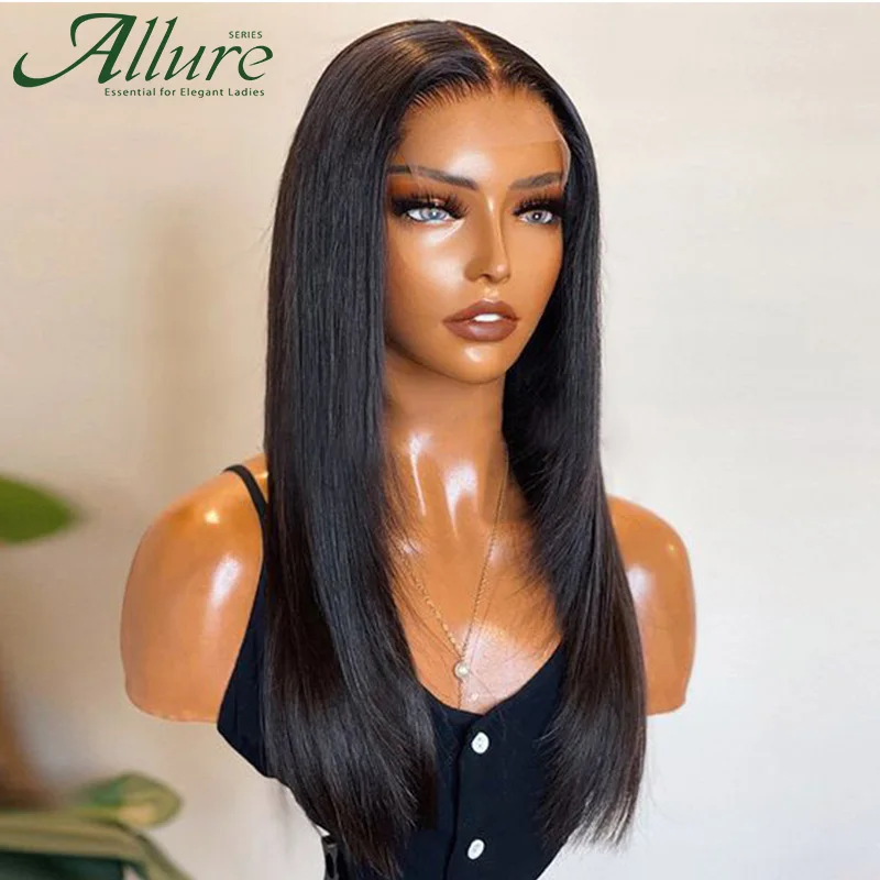 Long Straight Lace Front Human Hair Wigs Glueless Transparent T Part