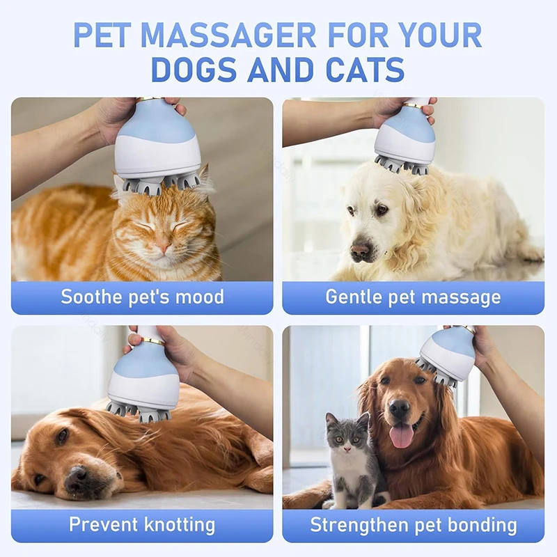 2025 Electric Cordless Head Scalp Massager With 4 Kneading Massage Heads Hair Growth Body Stress Relax Relaxtion Cat Pet Claw