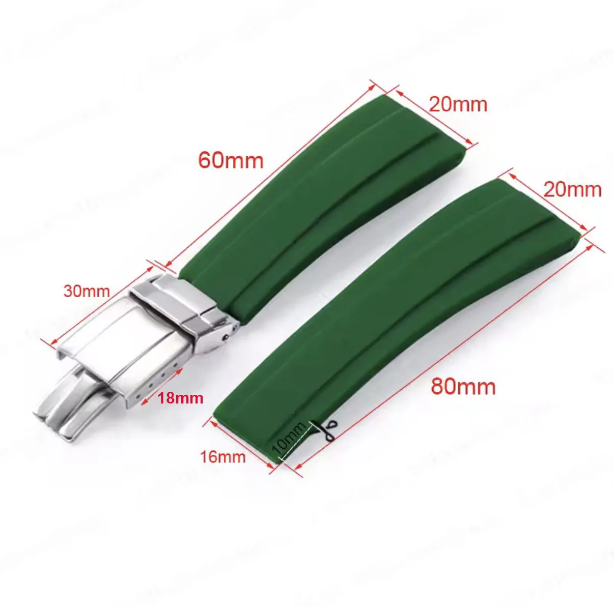 Universal 20mm Silicone Rubber Watch Strap - Versatile Wristband