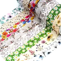 NEW 1PC 10M Decor Floral Leaves Japanese Paper Washi Tape Set for Scrapbooking Adhesive Masking Tape Cute Journal Stationery 1