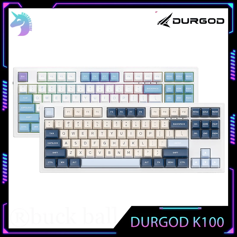

Механическая клавиатура DURGOD K100, 3 режима, USB/2,4G/Bluetooth, беспроводная клавиатура PBT, колпачки клавиш, Горячая замена, игровые клавиатуры RGB Blacklit