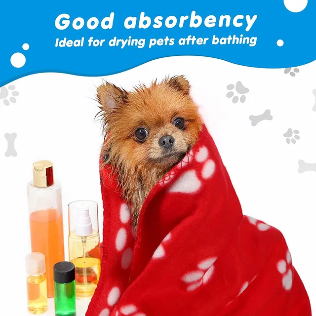 Puppy Blanket Soft Fleece Pet Blanket for Small Medium Large Dogs Cats Kitten Warm Paw Printed Dog Blanket Sleep Mat Bed Covers 5