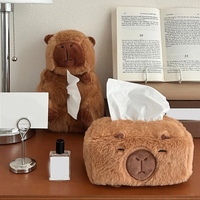 Plush Tissue Storage Box Holder for Home and Office Use Elegant Designs Keeps Tissues Dry and Portable to Use 3