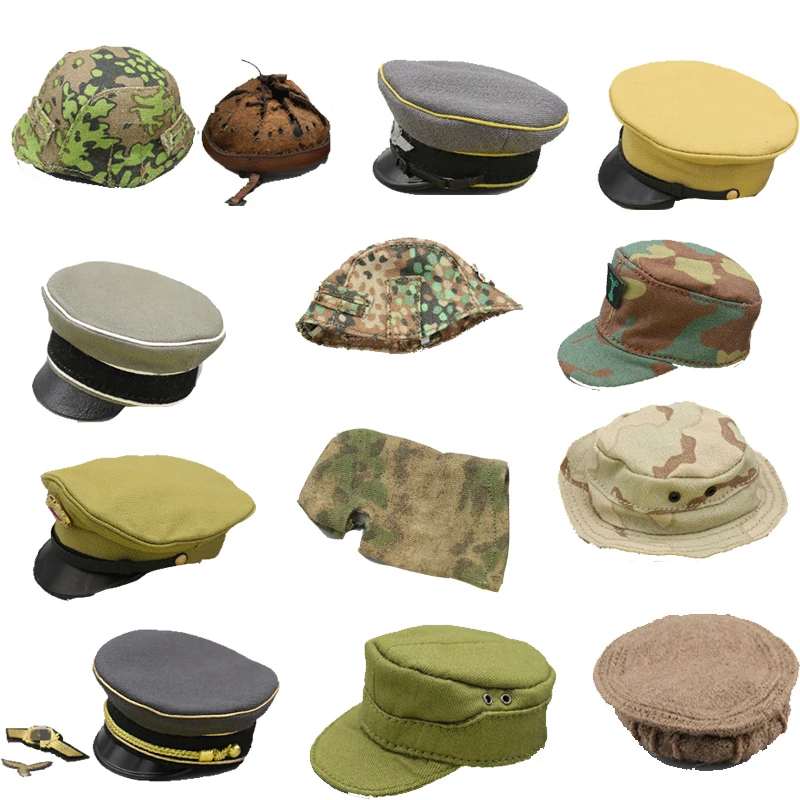 1/6 Scale Soldier Hat Helmet Cover Soldier Boat Cap Grey Miniature Air Marshal Cornice Cap Model 1/6 Soldier Accessories
