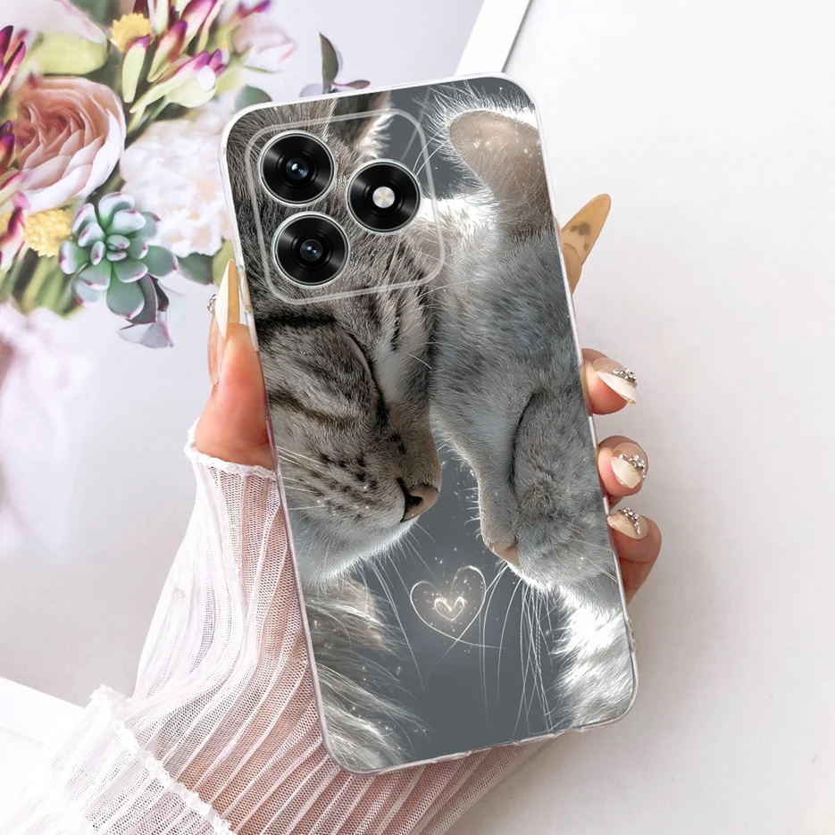 Cute Cat Luxury Painted Clear Silicone Soft Slim Phone Case Cover
