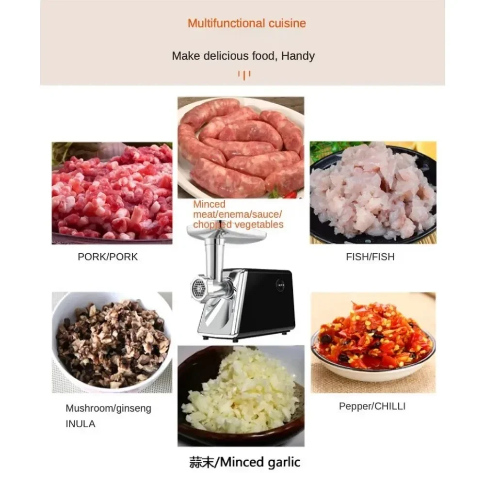 2024 Meat grinder household electric multifunctional sausage enema meat grinder suitable for home kitchen chili garlic paste 3