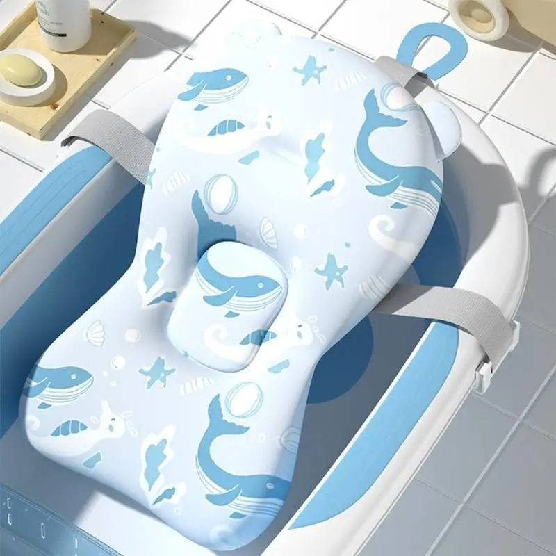 Baby Safety Bath Mat Cushion Portable Anti-Slip Baby Bathtub Shower Supportive Mat Soft Infant Security Floating Bather Mat
