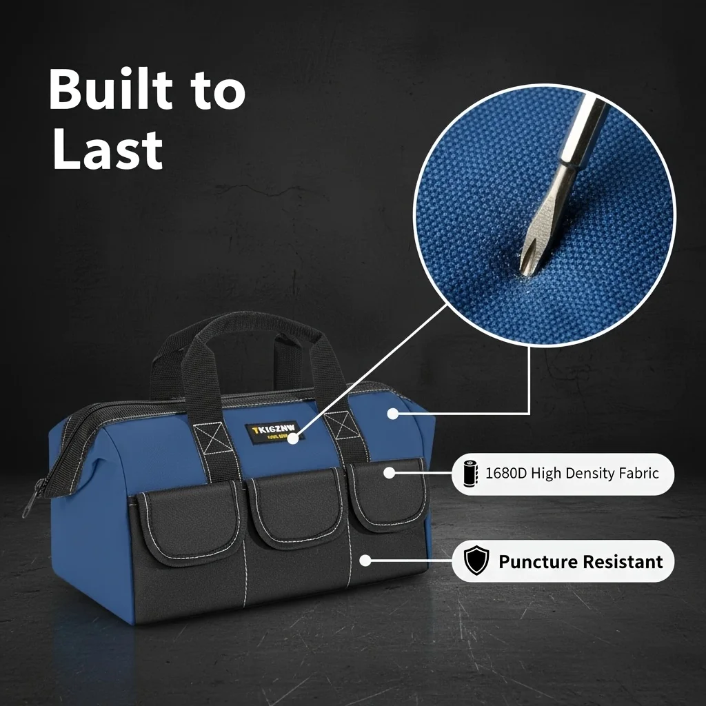 TKIGZNW 14인치 블루 핸드백 1680D 목공 전기 기술자용 내구성 공구 가방 휴대용 작업 동반자