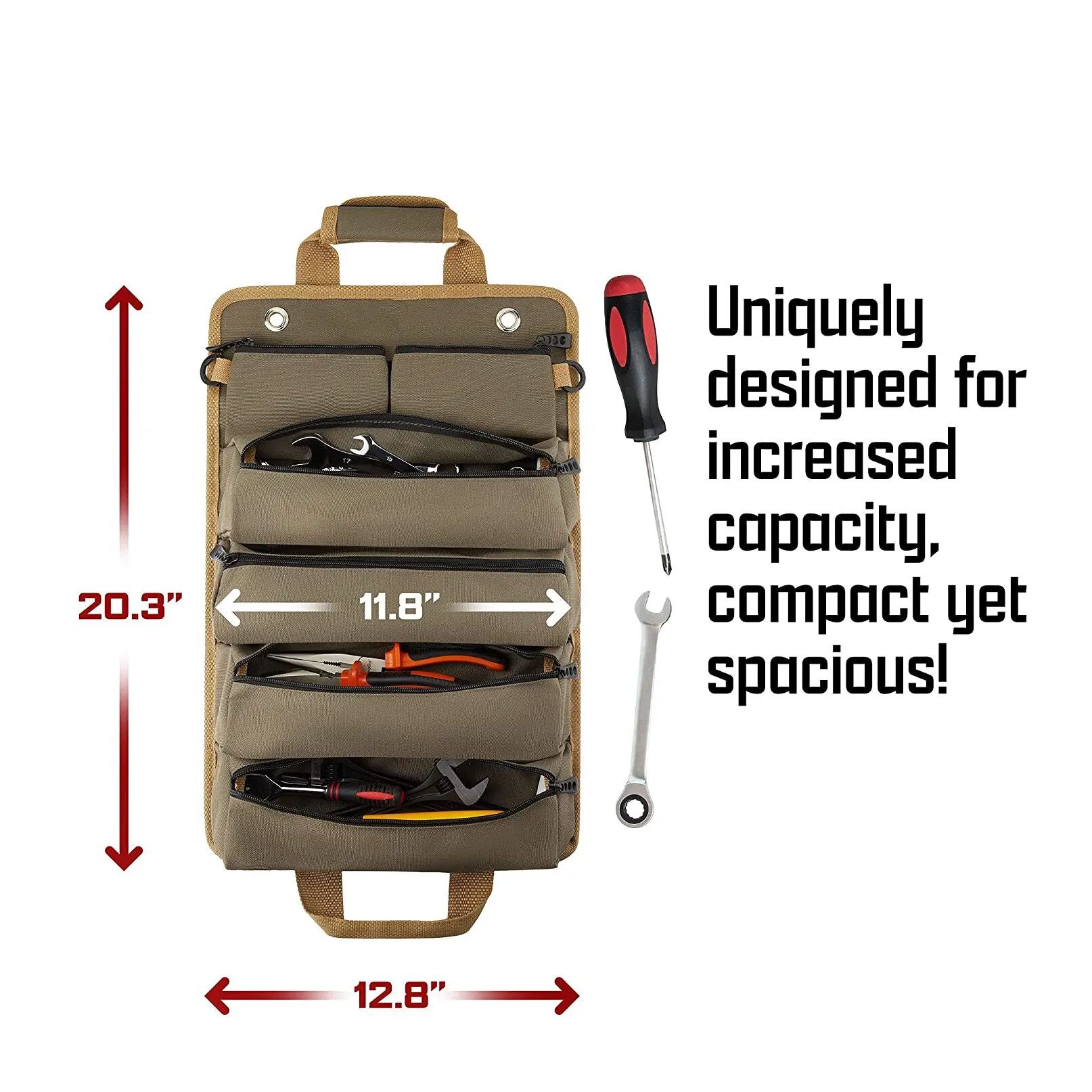 Tool Bag Multi-Purpose Hardware Tool Bag Multi-Pocket Rolled Portable Storage Bag Waterproof Storage Pliers Wrench