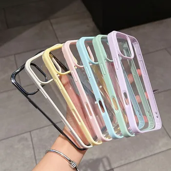 Luxury Candy Color Transparent Phone Case For iPhone 11 12 13 14 15 16 E Pro Max Plus Clear Acrylic Bumper Back Cases Cover 1