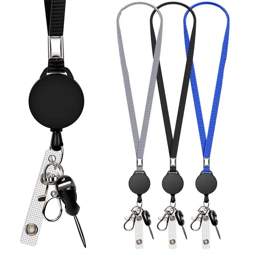 Premium Retractable Badge Holder with Neck Strap and Keychain Lanyard