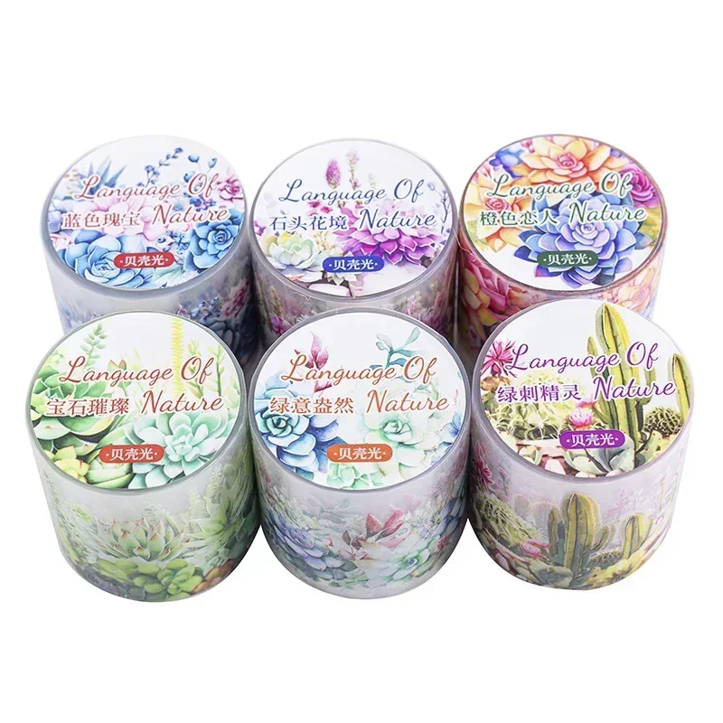 1Roll 2M landscaping theme handbook Tape Larger than Nature PET  Adhesives material plant Wordsbottoming collage DIY 40mm*2m 4