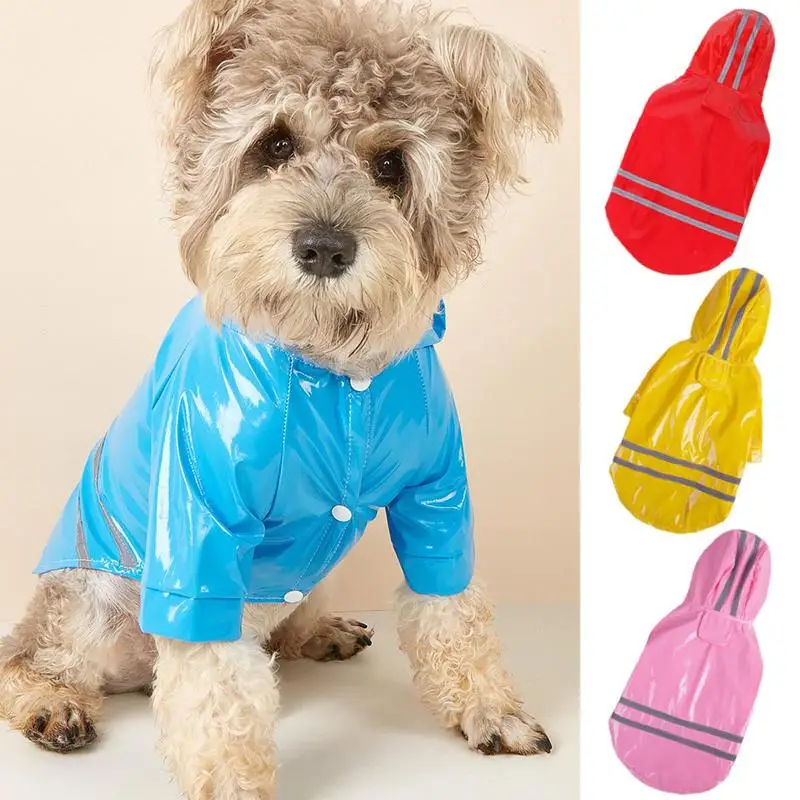

Dog Raincoat Reflective Waterproof Pet Clothes PU Hooded Rain Coat Puppy Raincape Chihuahua Yorkies Raincoat Pet Poncho