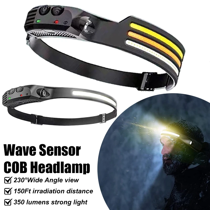 Powerful Induction Headlamp LED Head Lamp Built-in Battery Work Light USB rechargeable headlights Outdoor Search Light