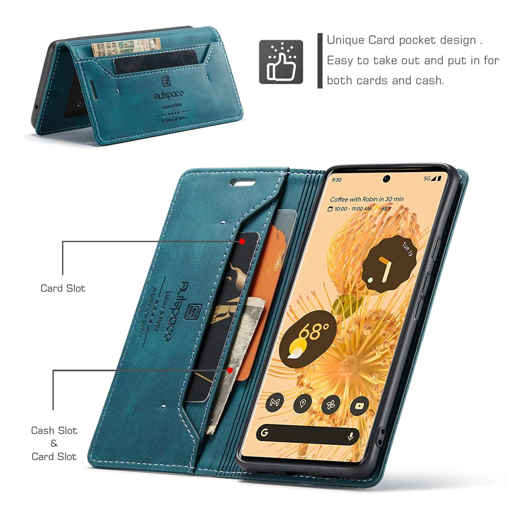 JZ For Pixel 7 Caso Cuoio artificiale Flip Cover Wallet [Keep Smile