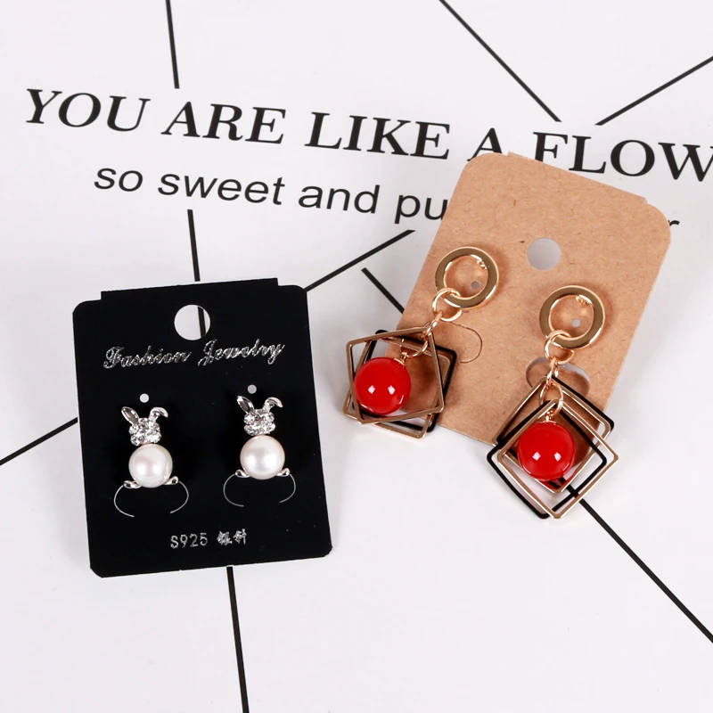 

4​x5cm 100pcs Earring Packing Cards Plastic Jewelry Holder Earring Hooks Ear Studs Cardboard Jewelry Display Label Customized