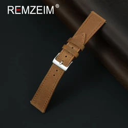 Vintage Leather Quick Release Watch Band with Stainless Steel Buckle - 22mm (Light Brown)