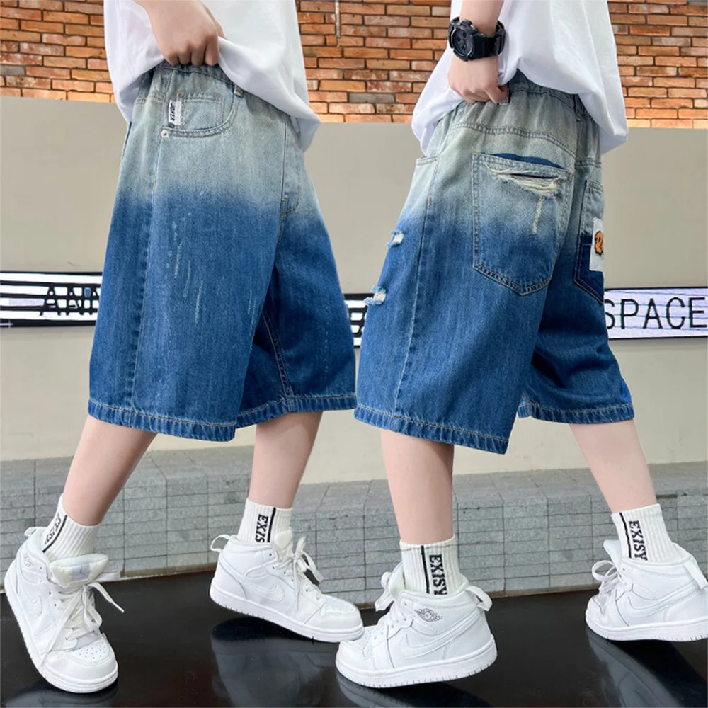 데님 반바지 소년 카프리, 어린이 루즈핏 캐주얼 바지, 어린이 청바지, 소년 데님 카프리, 91099 여름