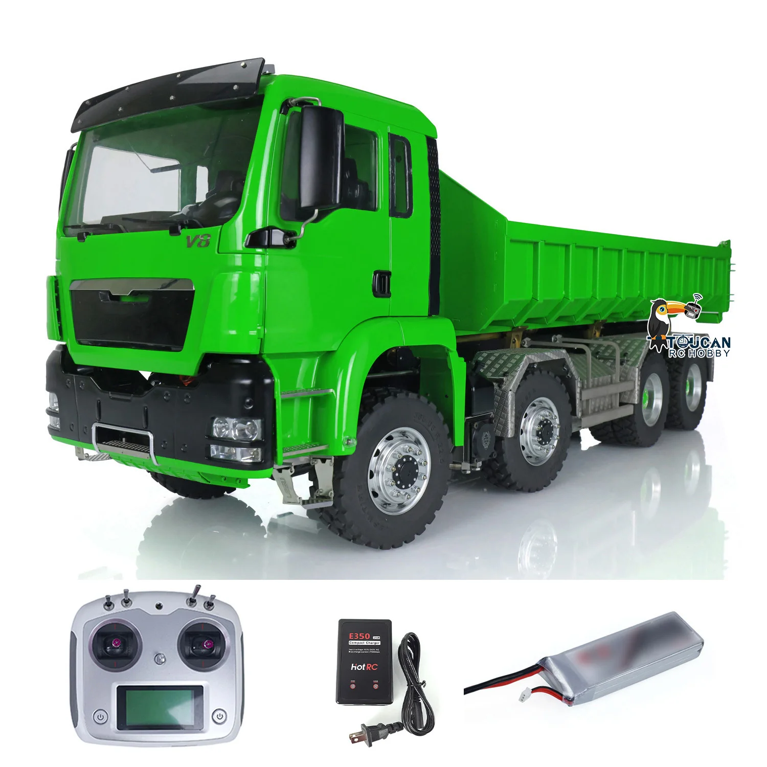Toys 1/14 8x8 Metal LESU Hydraulic RC Roll On/Off Dump Truck TOUCAN Ready to Run RTR Painted Finished Full Dumper Cars Vehicle 3