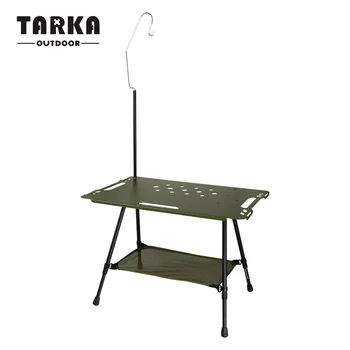 TARKA 캠핑 IGT 테이블, 야외 접이식 휴대용 테이블, 랜턴 행어 세트, 접이식 정원 바베큐 피크닉 낚시 테이블