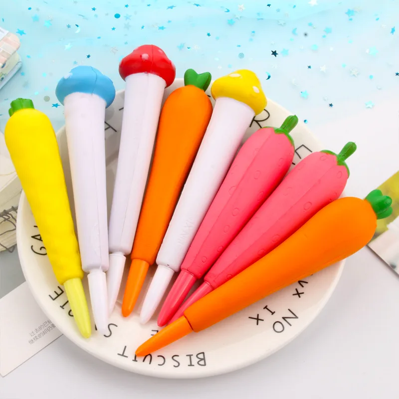 

52Pcs Cartoon Gel Pens Decompression Pen Soft Animal Vegetable Pinching Pen Super Cute Gel Pens