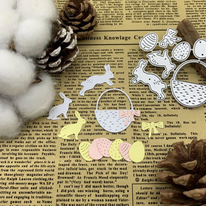 

Металлические пресс-формы в виде корзины для яиц кролика для скрапбукинга, альбома, бумажных открыток, декоративных поделок, тиснение, высечки ручной работы