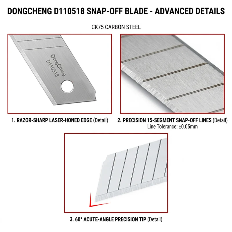 18mm 다용도 칼날 CK75 백색강 60개 °   실버 엣지 15세그먼트 날카롭고 내구성 있는 커터 리필 (벽지, 판지용)