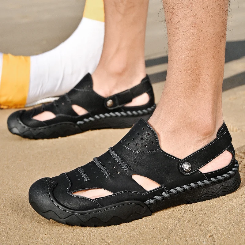 Mens Outdoor Sports Summer Shoes Low Heel Sliders Sandals Summer Men's Beach Shoes_voghion.com