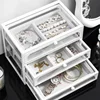 Gemstone Display Case with 3 Drawers Velvet Jewelry Tray Acrylic Earring Necklace Storage Box Stackable Jewelry Organizer 1
