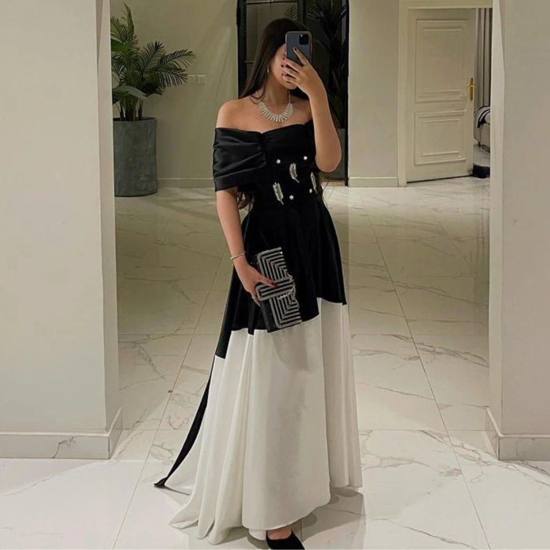 

Meetlove Vestidos De Noche Off Shoulder Beaded Zipper Back Prom Dresses A Line Birthday Party Wedding Guest Dress for Women