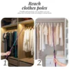 Clothes Fork Rod Telescopic Rail Reach Garment Pole Washing Line Purple Stainless Steel 6