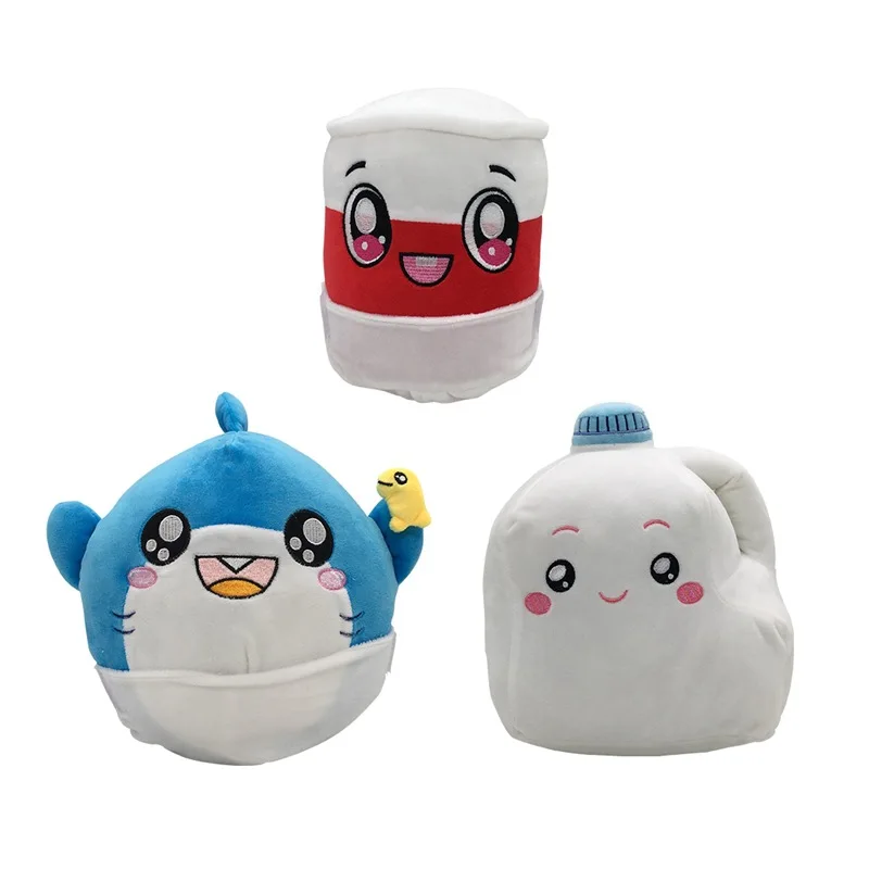 New Lankyboxes Kawaii Milk Bottle Cute Shark Toy Rimovibile Cartoon Animal Action Figure Soft Doll Bambini Regalo Di Compleanno Per Adulti