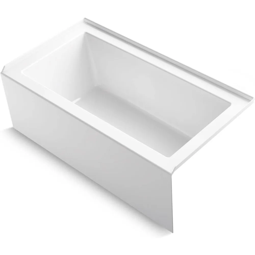 K-1957-RA-0 60x32" Alcove Bath, White, Integral Flange, Right-Hand Drain, Modern Bathroom Design