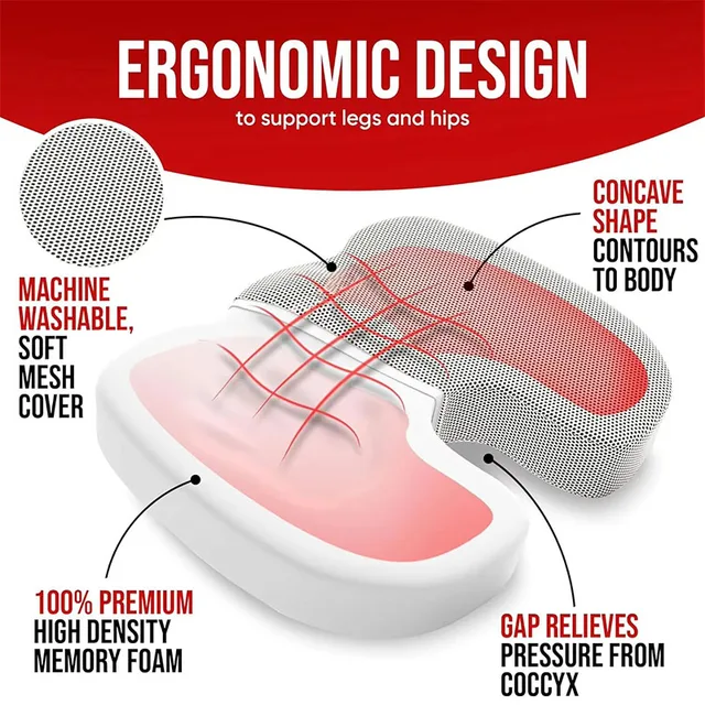 Coussin de bureau ergonomique en coton à mémoire de forme, coussin pour hémorroïdes, coussin de chaise, artefact sédentaire, coussin pour cul d'étudiant, mémoire ergonomique 4