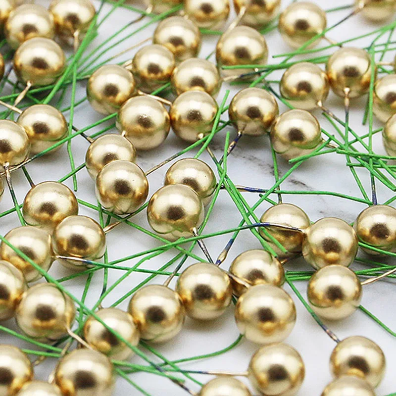 6cm Green Pole Berry Single Artificial Fruit Gold Silver Decoration Christmas Berry Accessories Party DIY Gift 100 Pcs/pack