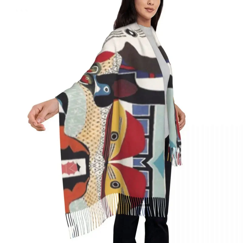 

Colorful Cubism Tassel Scarf Women Soft Pablo Picasso Shawl Wrap Lady Winter Fall Scarves