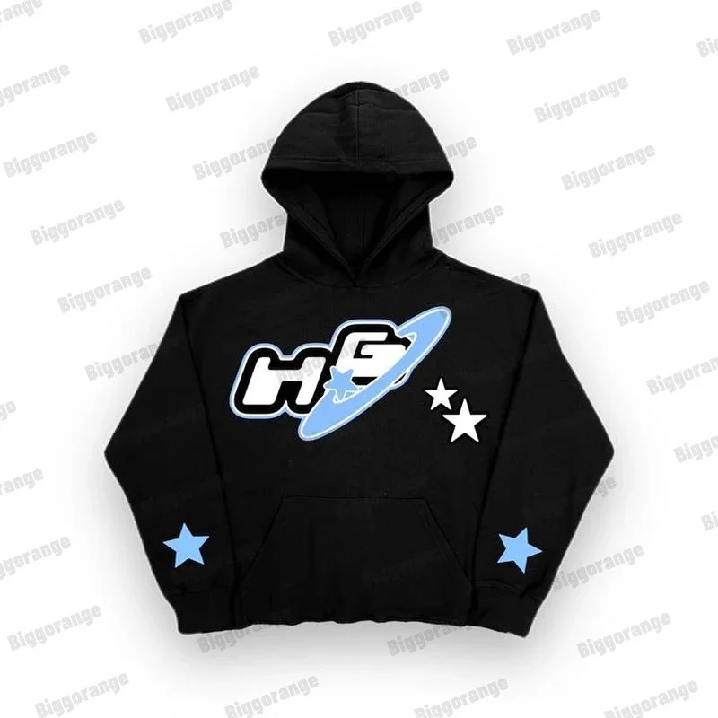 

New star Print grunge Gothic Long Sleeve Oversized Hoodie Men autumn Streetwear Trend Y2K Harajuku Couple Sweatshirt woman ins