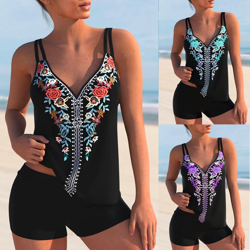 

2023 Women's Sexy Beach Swimwear Tankini Two Piece Swimwear Print Tankini Beach Summer Fashion Beach Women's Swimwear Set