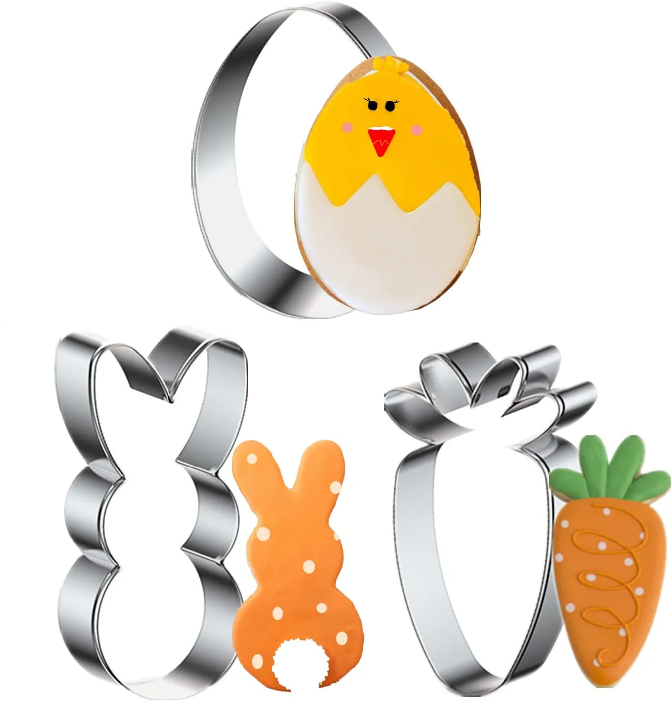 Easter Cookie Cutter Pastry Tools Cute Carrot Egg Bunny Shape Stainless