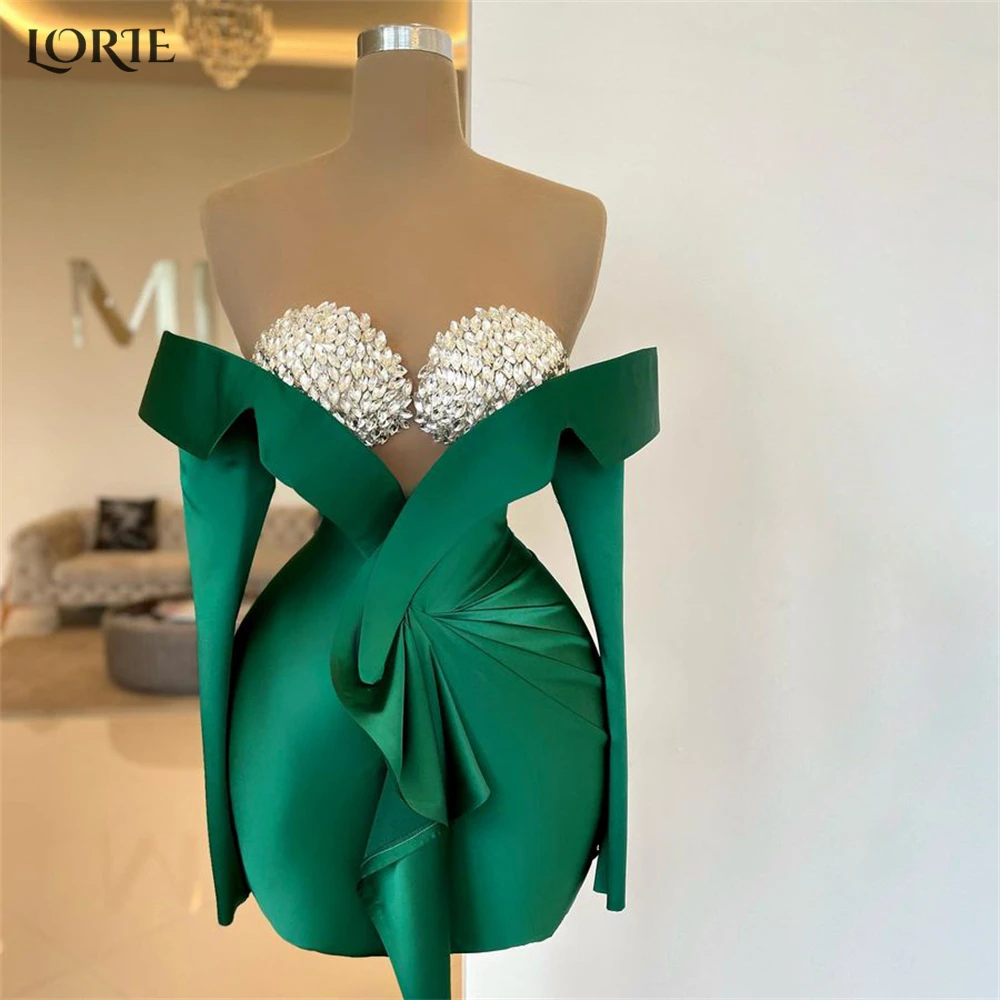 Sexy Glitter Cocktail Party Gowns Mini Off Shoulder Pleated Ruffles Evening Dresses Pageant Mini Knee Length Prom Dress evening dresses cocktail dress