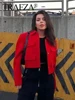TRAFZA Spring Jacket For Women Slim Cropped Coat Elegant Solid Long Sleeve Jacket Front Flap Pocket Outerwear Fashion Streetwear 2