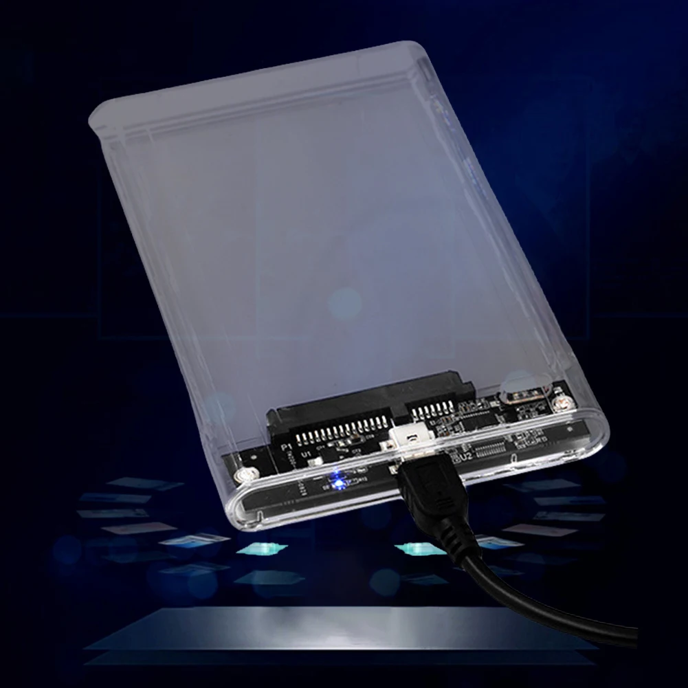 2.5 Inch HDD SSD Enclosure Transparent Mobile Hard Drive Case USB3.1 Type C External Hard Disk Drive Box SATA for Laptop Tablet