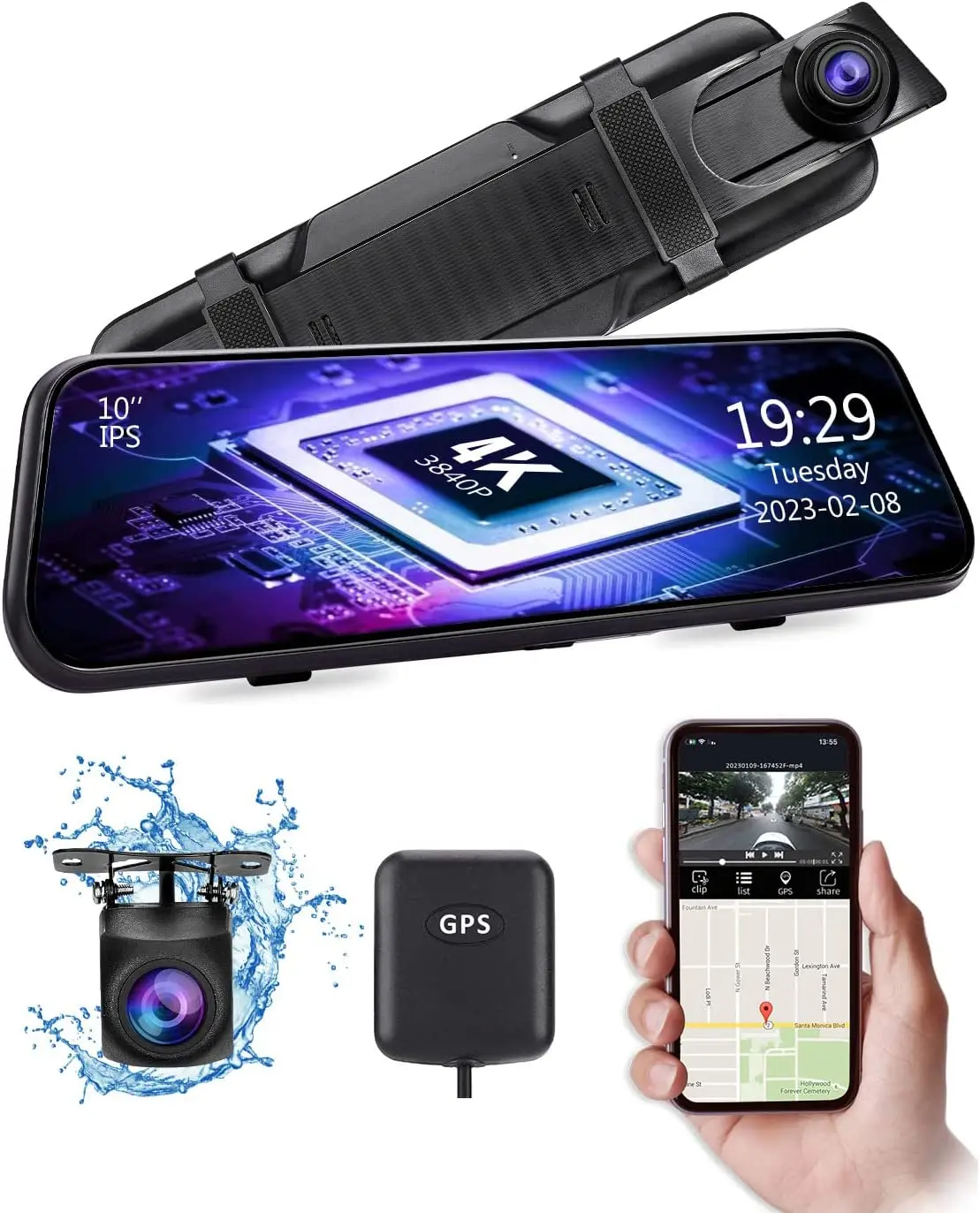

Жк-экран 2K 4K WIFI с сенсорным экраном, GPS, широкоугольная, для автомобиля