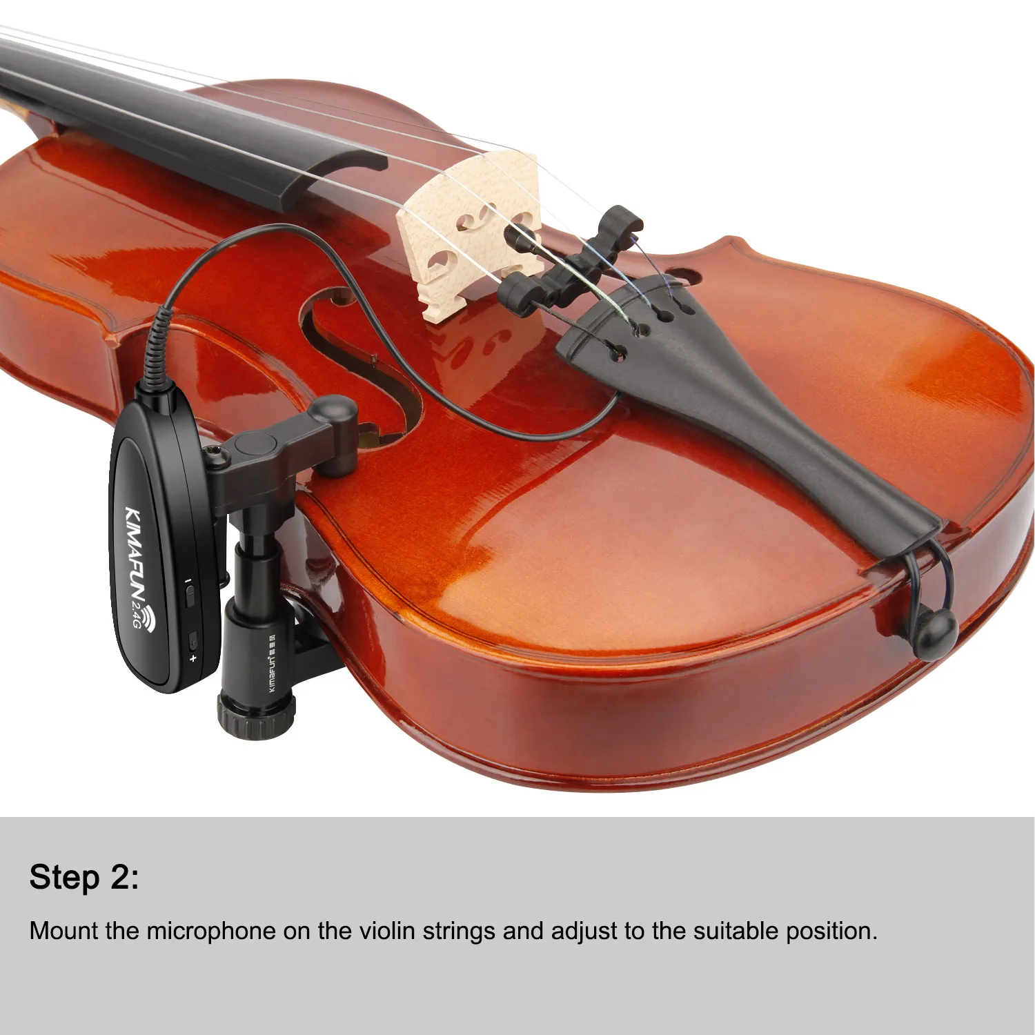 KIMAFUN Violin Microphone Wireless 2.4G Gooseneck Pick Up Instrument Clip-on Mic Receiver and Transmitter System for Violin