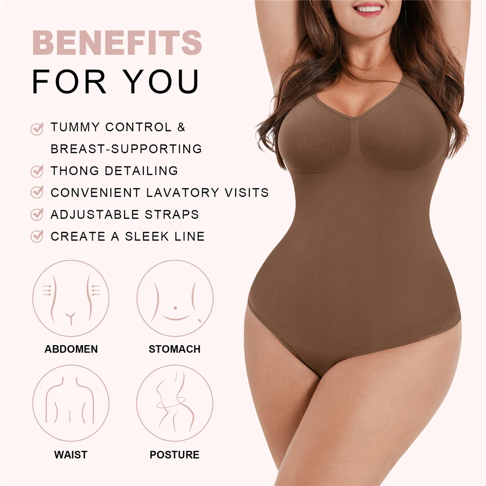 Seamless Shapewear Thong Bodysuit Women Waist Trainer Body Shaper Slimming  Sheath Women Flat Belly Tummy Control Fajas