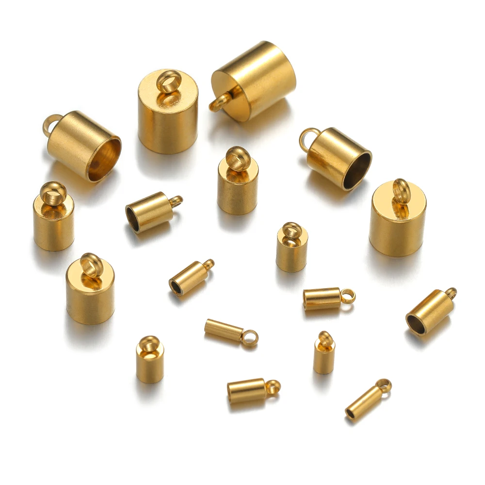 20pcs Stainless Steel Crimp End Caps Leather Cords End Tip Beads